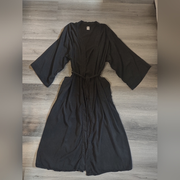 NSF Clothing Black Tencel Maxi Wide Sleeve Robe - Picture 4 of 6